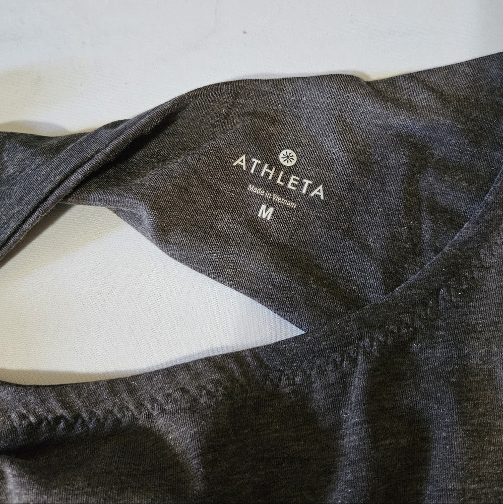 Athleta Flex Light Twist Long Sleeve Open Back Top - Charcoal Grey - Picture 2 of 5